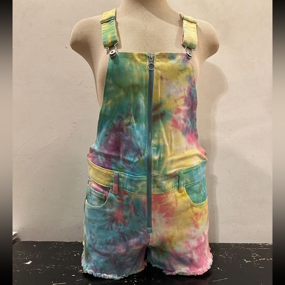 DV by Dolce Vita Denim - DV by Dolce Vita pastel rainbow tie dye overall shorts romper size S